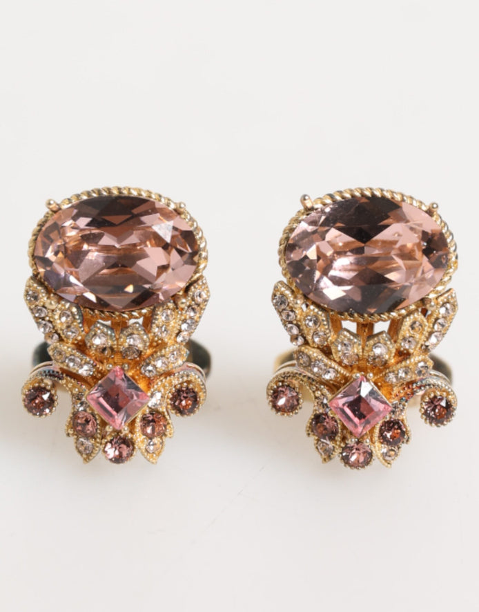 Dolce & Gabbana Gold Tone 925 Sterling Silver Crystal Accessory Cufflinks Dolce & Gabbana