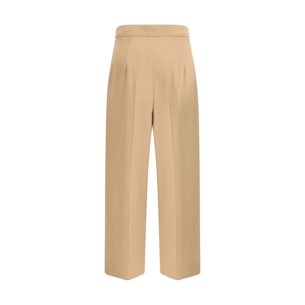Max Mara Beige Fleece Wool Casual Pants Max Mara