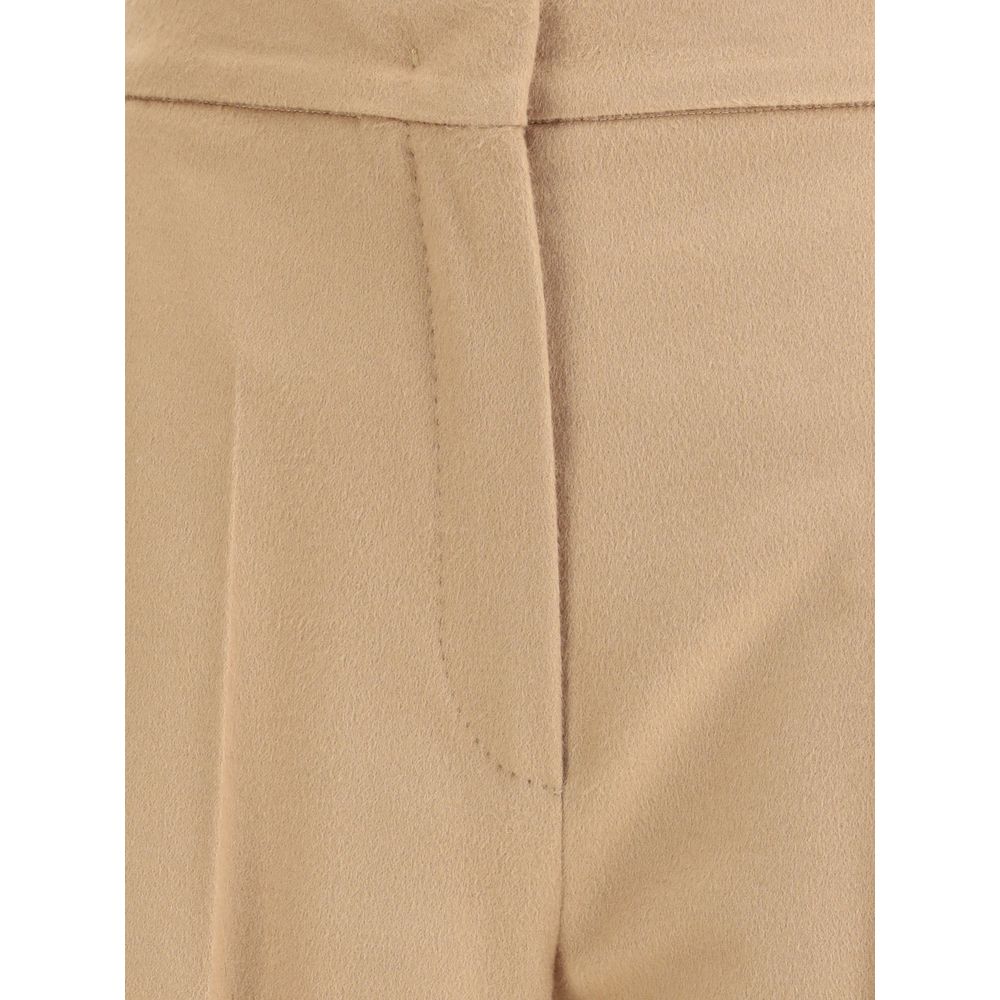 Max Mara Beige Fleece Wool Casual Pants Max Mara