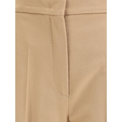 Max Mara Beige Fleece Wool Casual Pants Max Mara