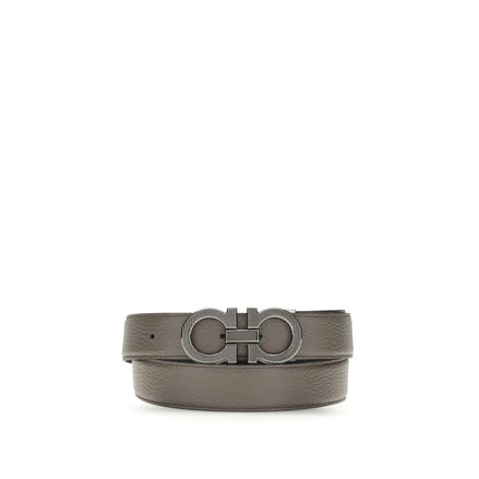 Ferragamo Gray Calf Leather Bos Taurus Belt Ferragamo
