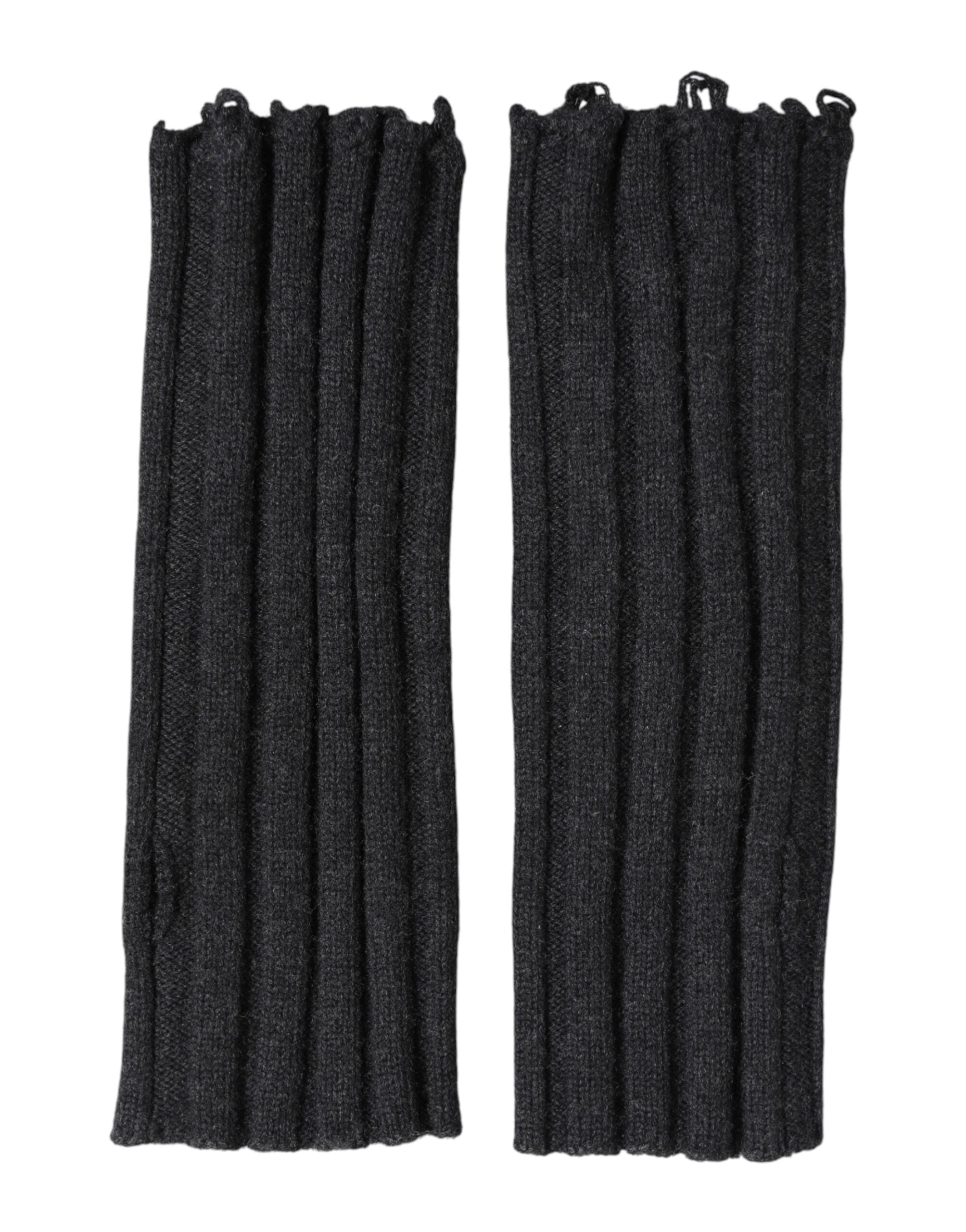 Dolce & Gabbana Black Virgin Wool Knitted Fingerless Gloves Dolce & Gabbana