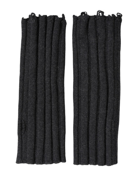 Dolce & Gabbana Black Virgin Wool Knitted Fingerless Gloves Dolce & Gabbana