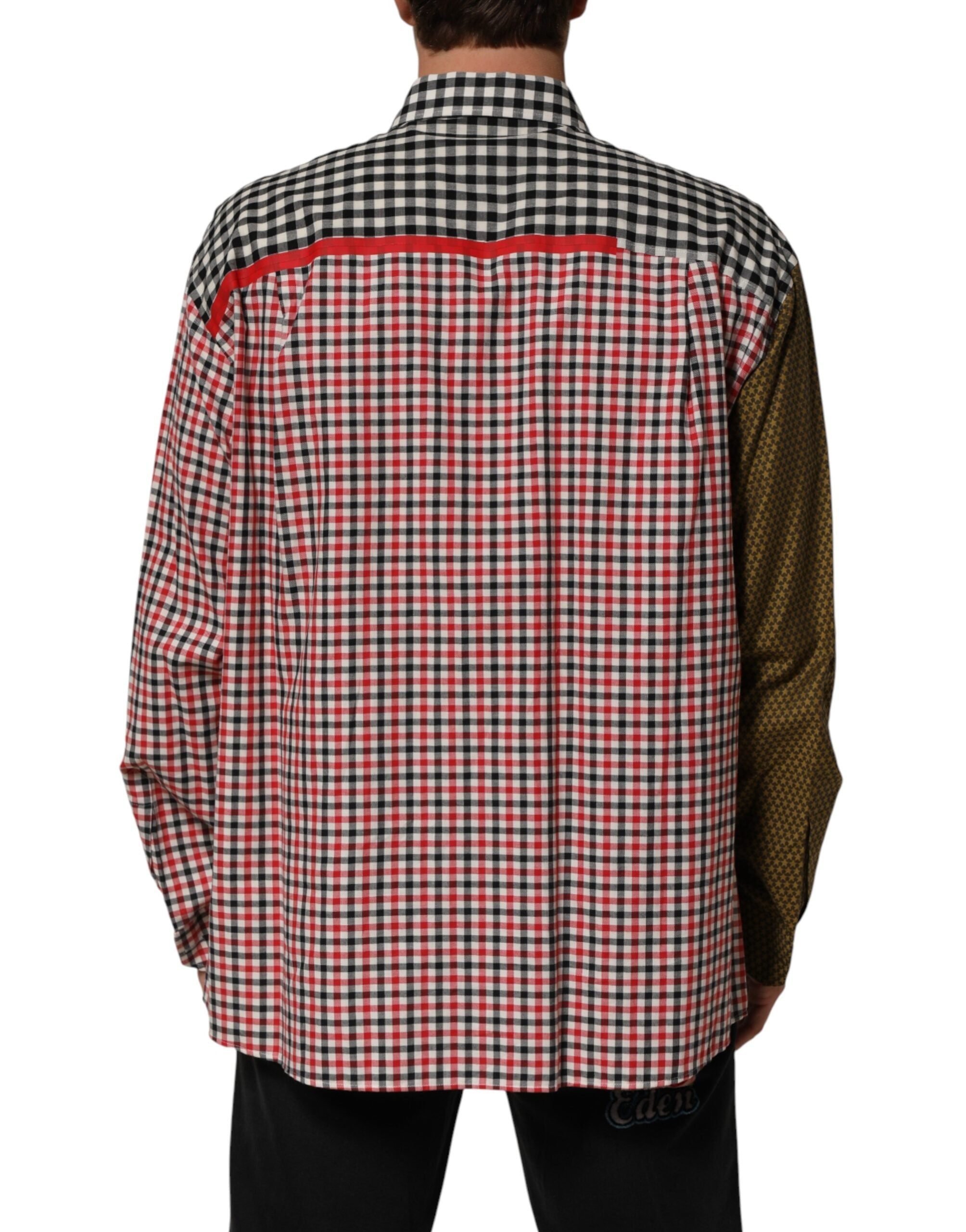 Dolce & Gabbana Multicolor Cotton Collared Checkered Shirt Dolce & Gabbana