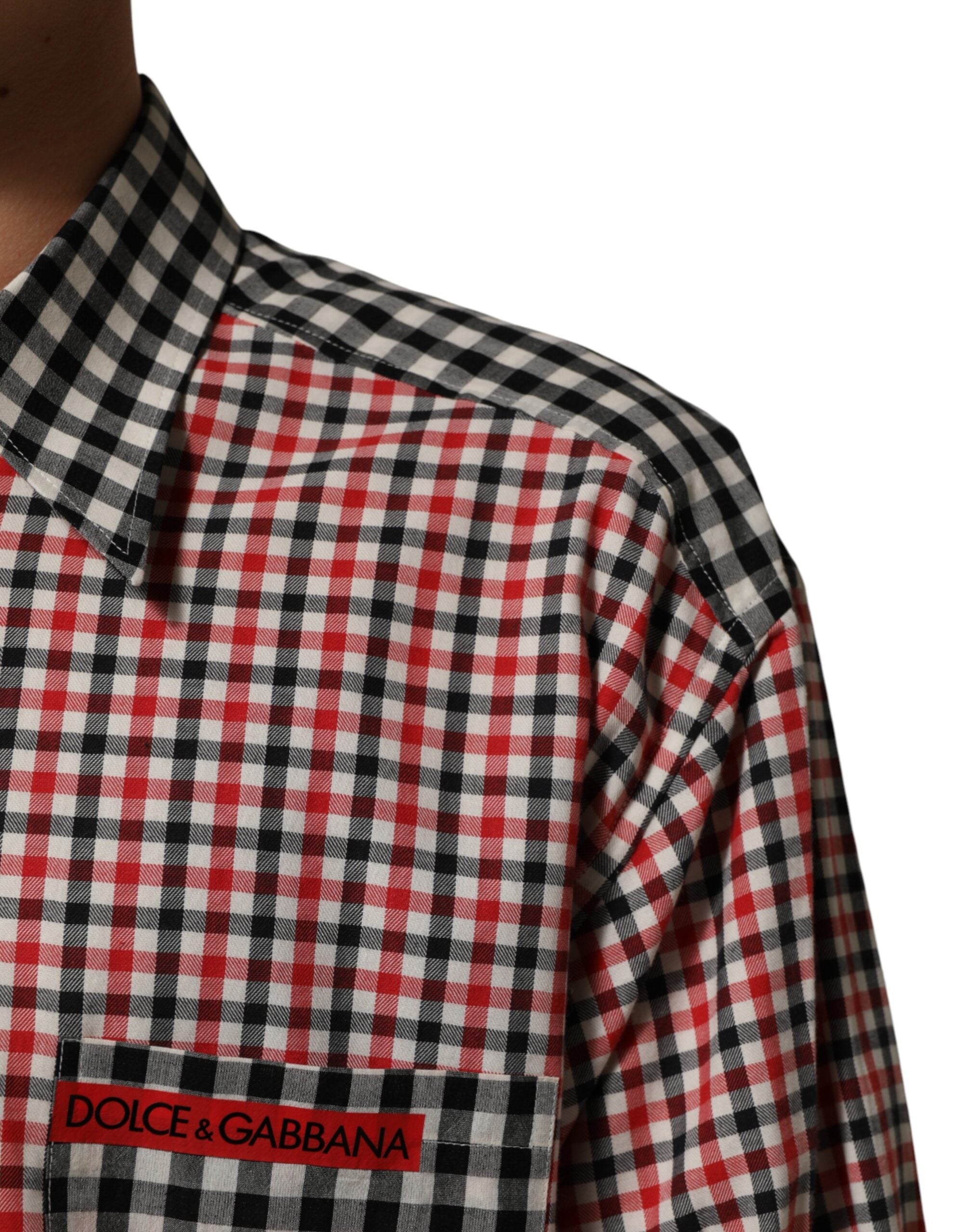 Dolce & Gabbana Multicolor Cotton Collared Checkered Shirt Dolce & Gabbana