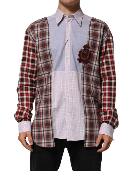 Dolce & Gabbana Multicolor Cotton Collared Checkered Shirt Dolce & Gabbana