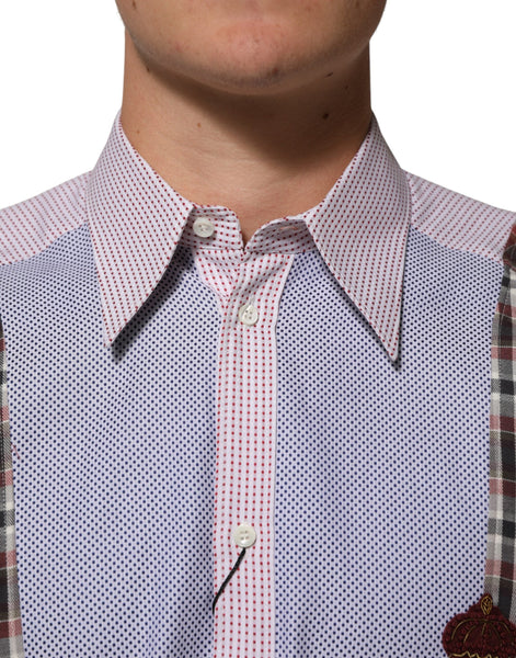 Dolce & Gabbana Multicolor Cotton Collared Checkered Shirt Dolce & Gabbana