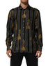 Dolce & Gabbana Black Dotted Tassel Silk Button Down Shirt Dolce & Gabbana
