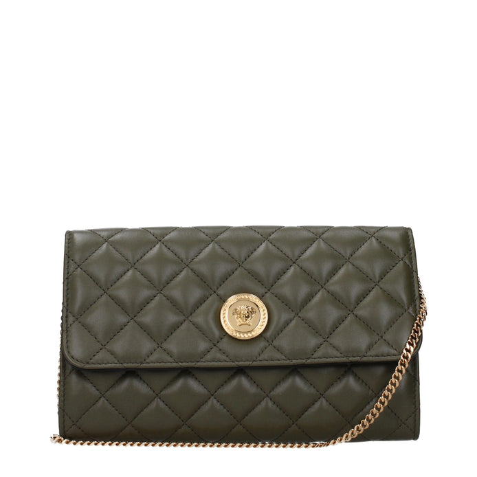 Versace Green Leather Clutch Bag Versace