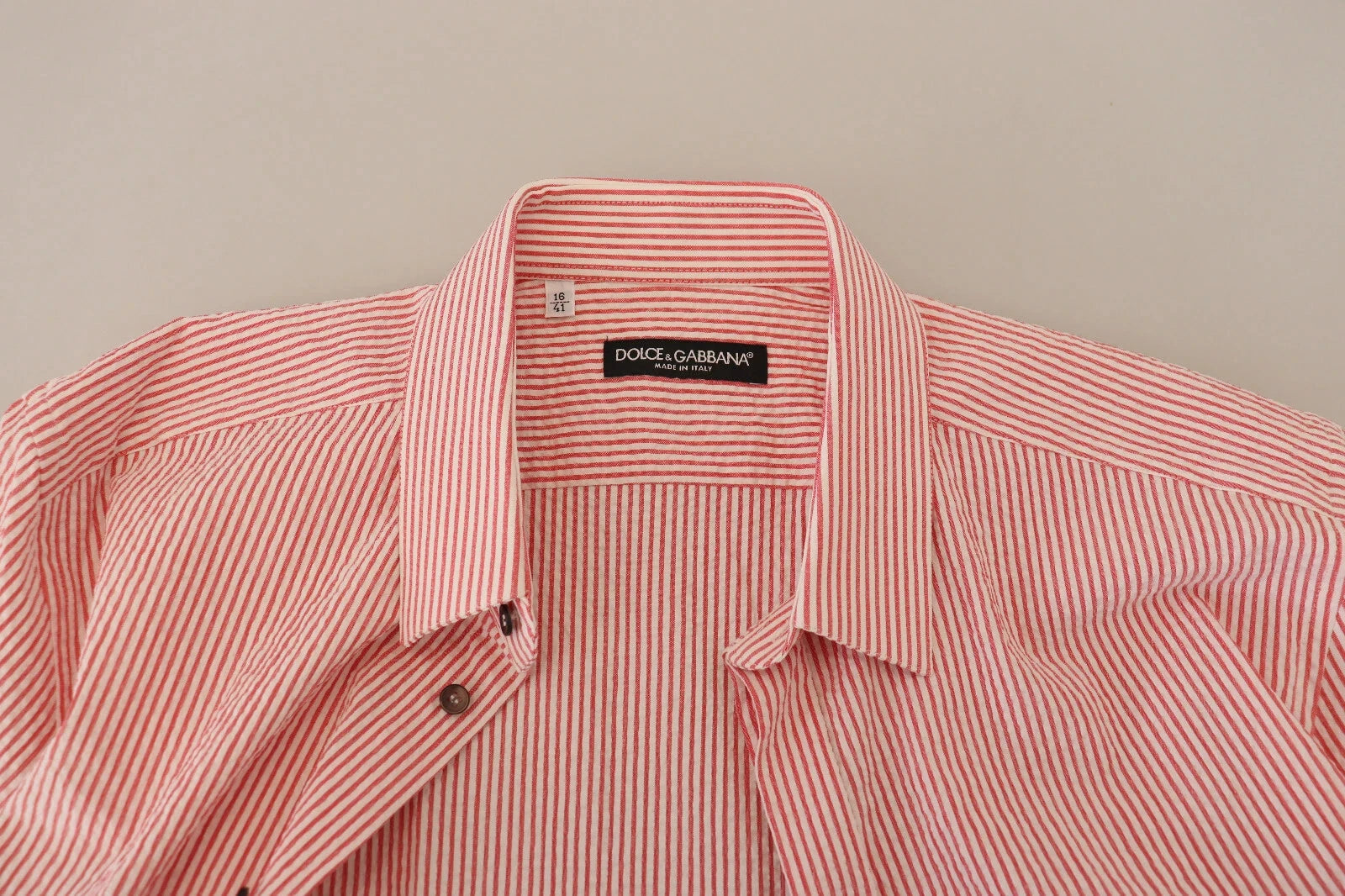 Dolce & Gabbana Red White Striped Cotton Short Sleeve Shirt Dolce & Gabbana