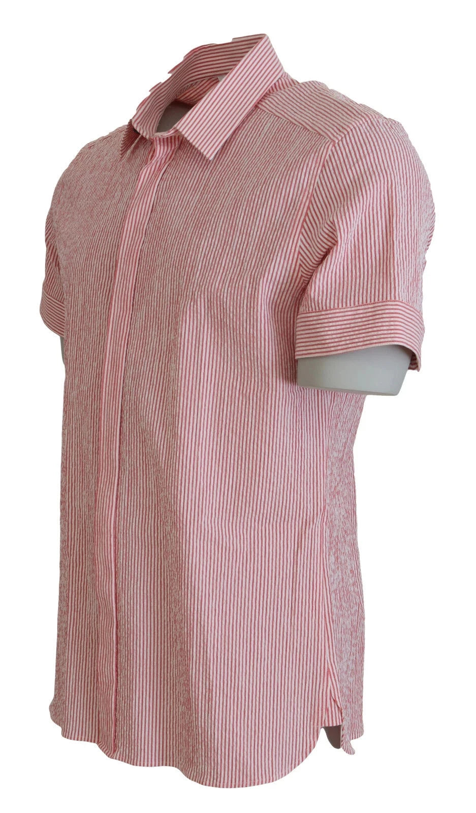 Dolce & Gabbana Red White Striped Cotton Short Sleeve Shirt Dolce & Gabbana