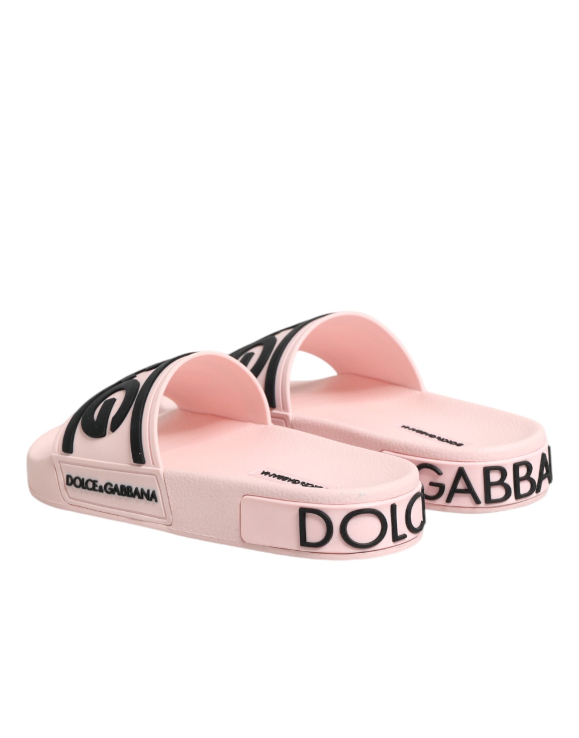 Dolce & Gabbana Pink Rubber Slides Sandals Beachwear Shoes Dolce & Gabbana