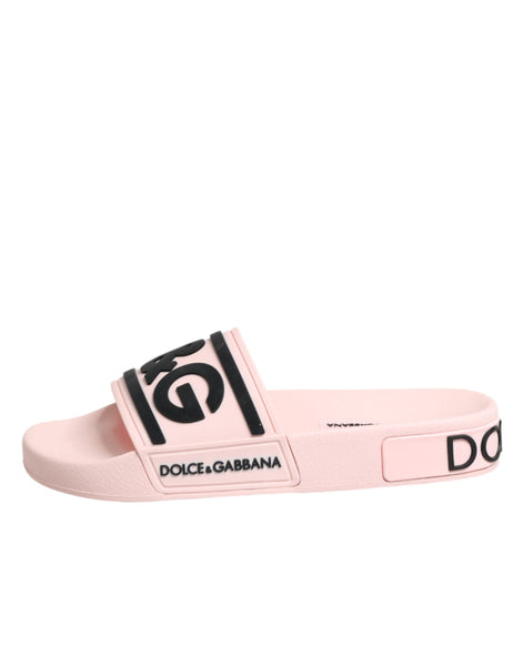 Dolce & Gabbana Pink Rubber Slides Sandals Beachwear Shoes Dolce & Gabbana