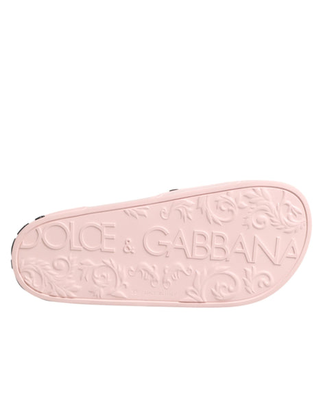 Dolce & Gabbana Pink Rubber Slides Sandals Beachwear Shoes Dolce & Gabbana