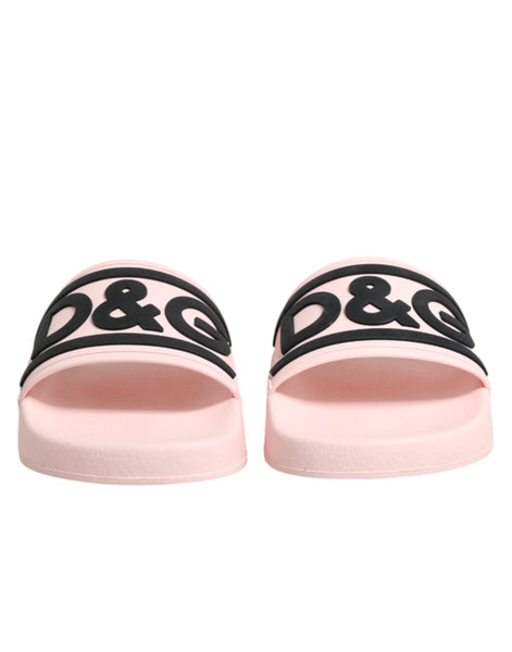 Dolce & Gabbana Pink Rubber Slides Sandals Beachwear Shoes Dolce & Gabbana
