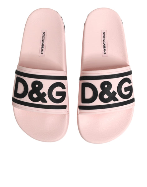 Dolce & Gabbana Pink Rubber Slides Sandals Beachwear Shoes Dolce & Gabbana