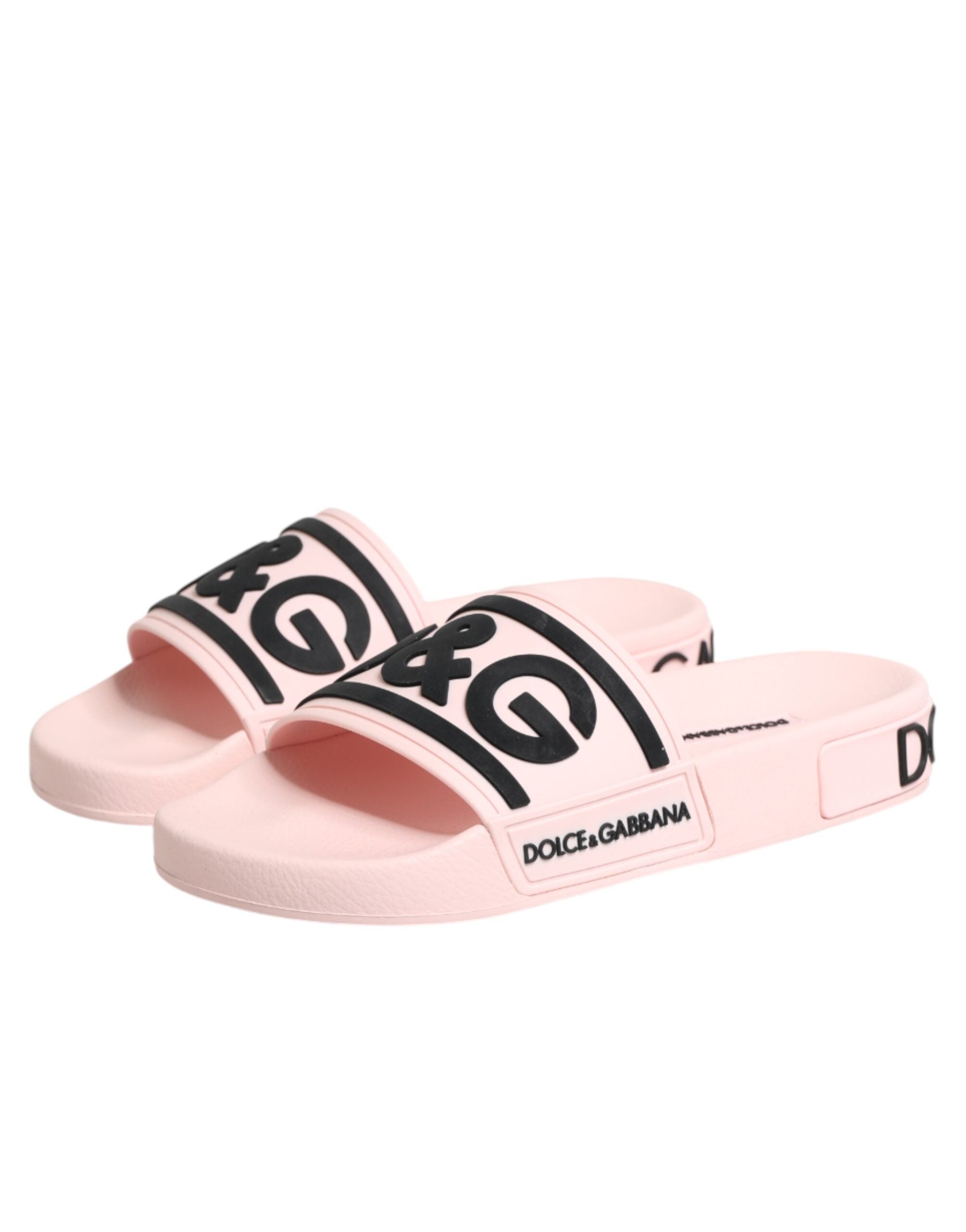 Dolce & Gabbana Pink Rubber Slides Sandals Beachwear Shoes Dolce & Gabbana