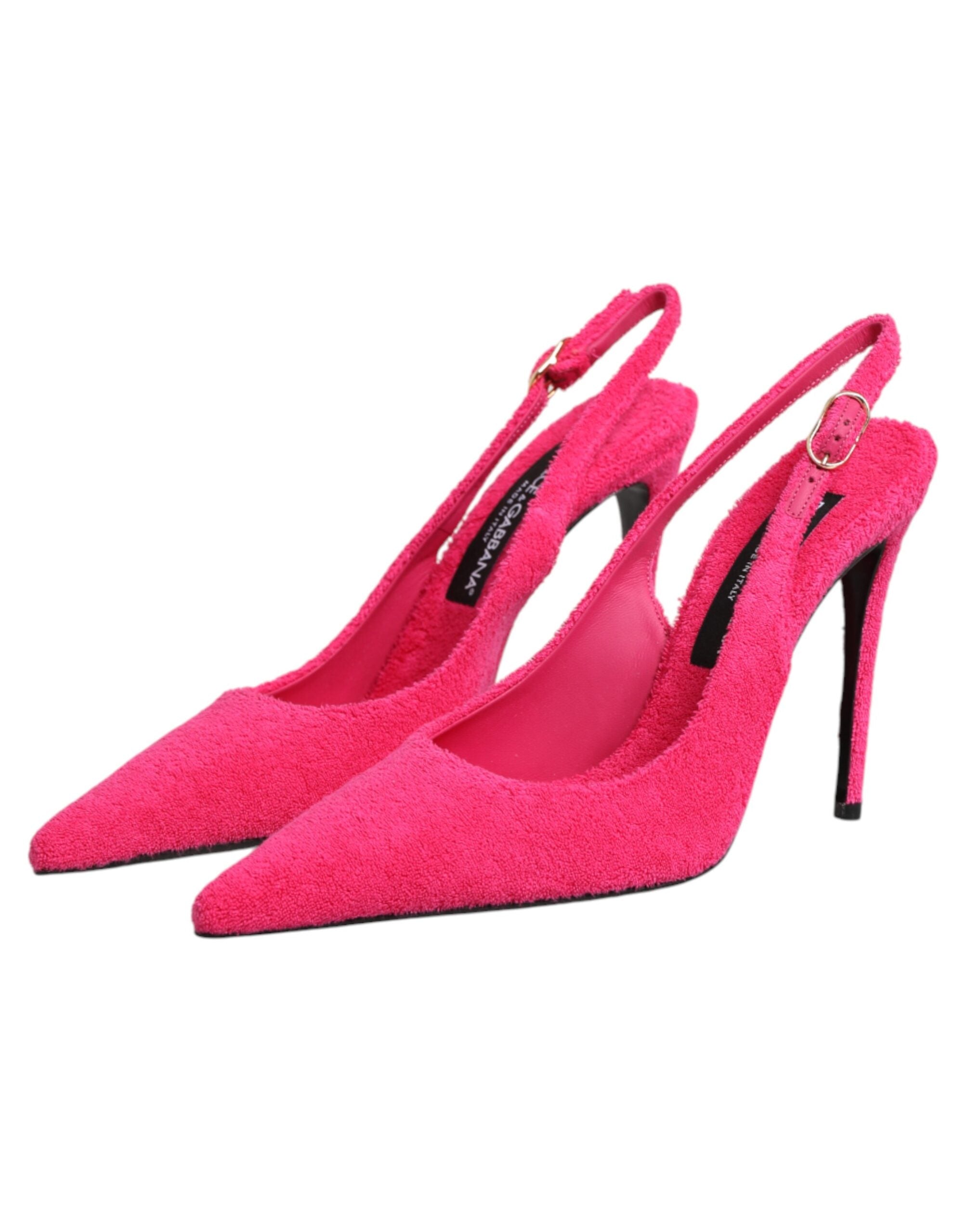 Dolce & Gabbana Pink Suede High Heels Slingback Shoes Dolce & Gabbana