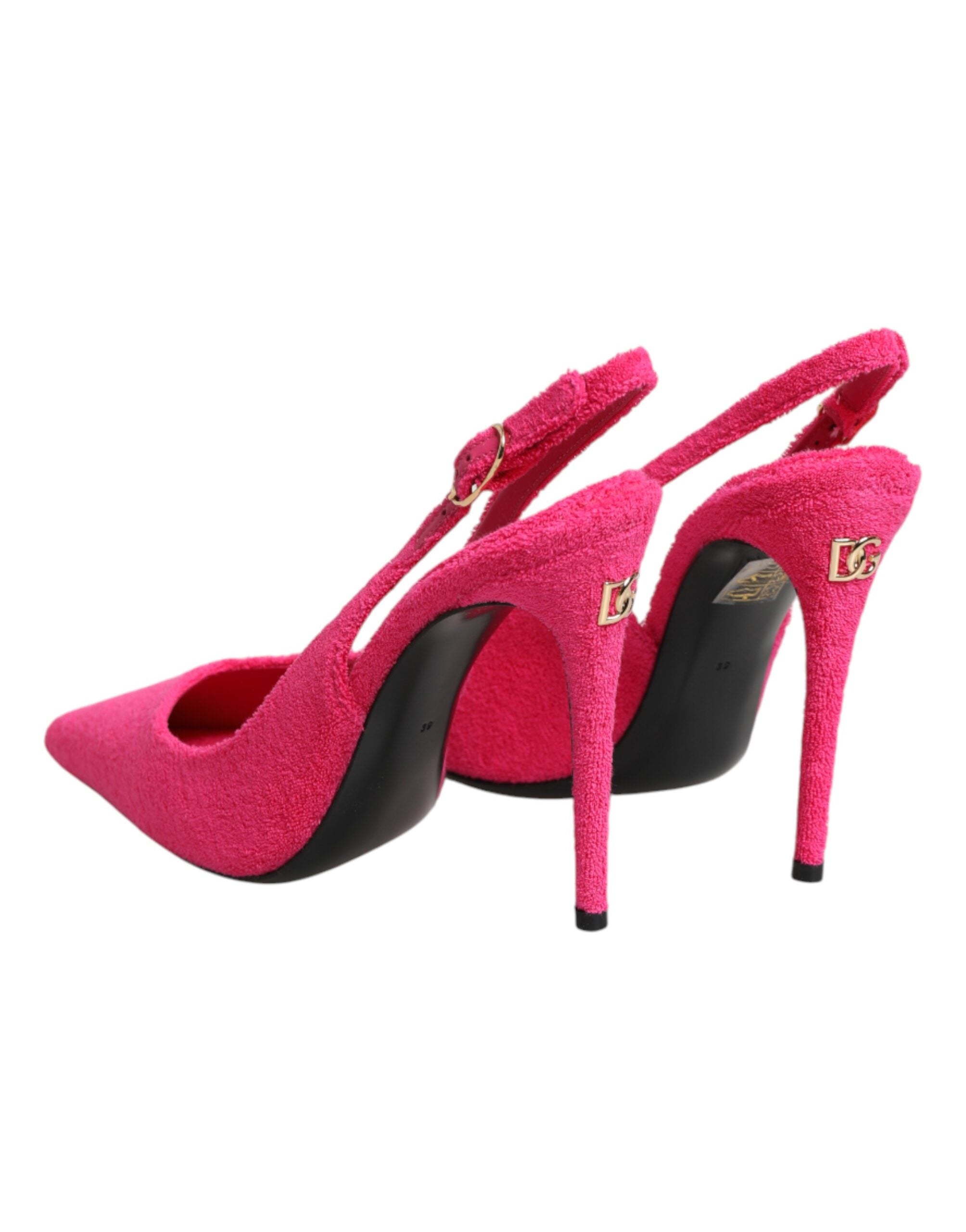Dolce & Gabbana Pink Suede High Heels Slingback Shoes Dolce & Gabbana