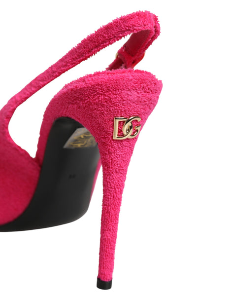 Dolce & Gabbana Pink Suede High Heels Slingback Shoes Dolce & Gabbana