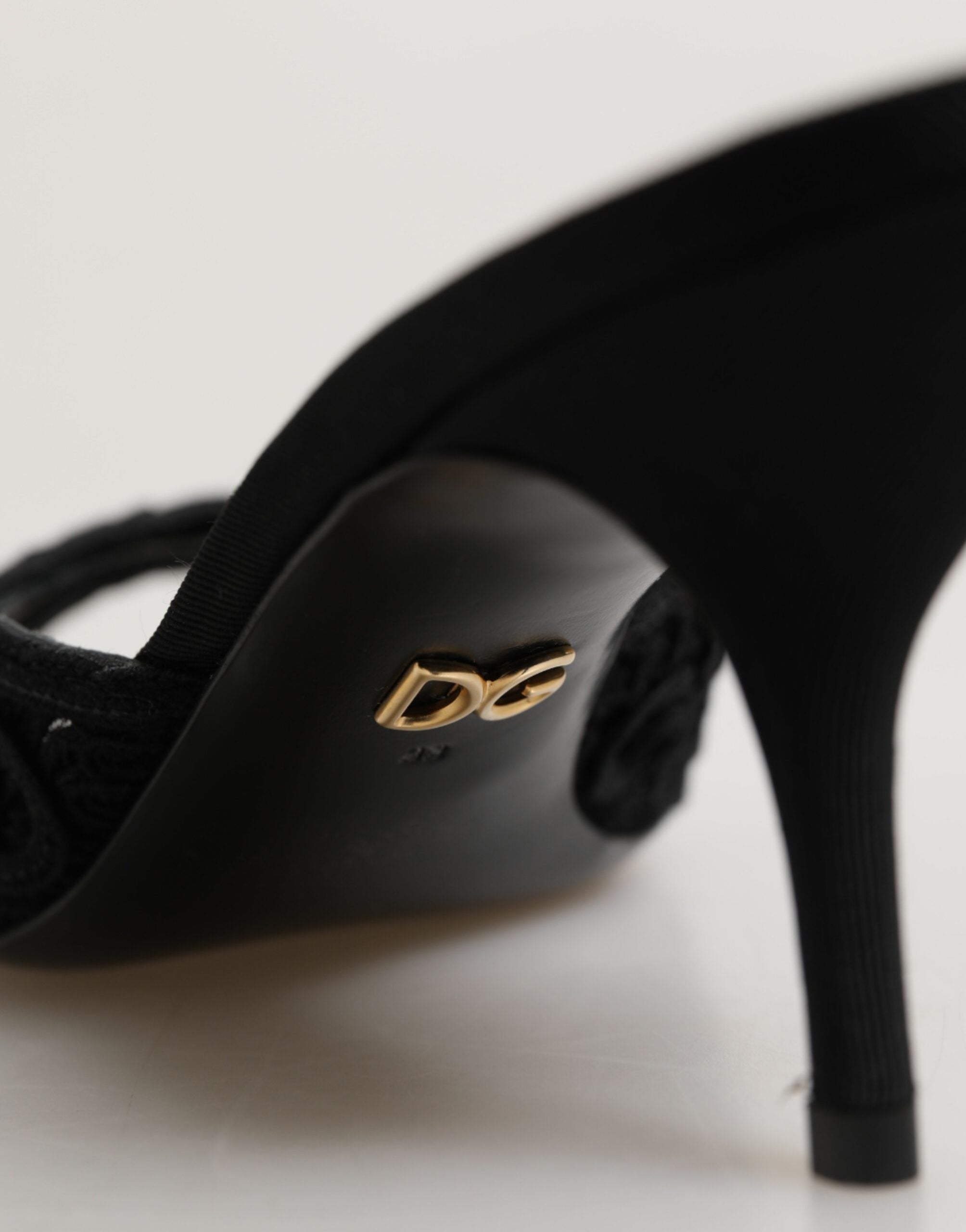 Dolce & Gabbana Black Embroidered Slip On Heels Slides Shoes Dolce & Gabbana