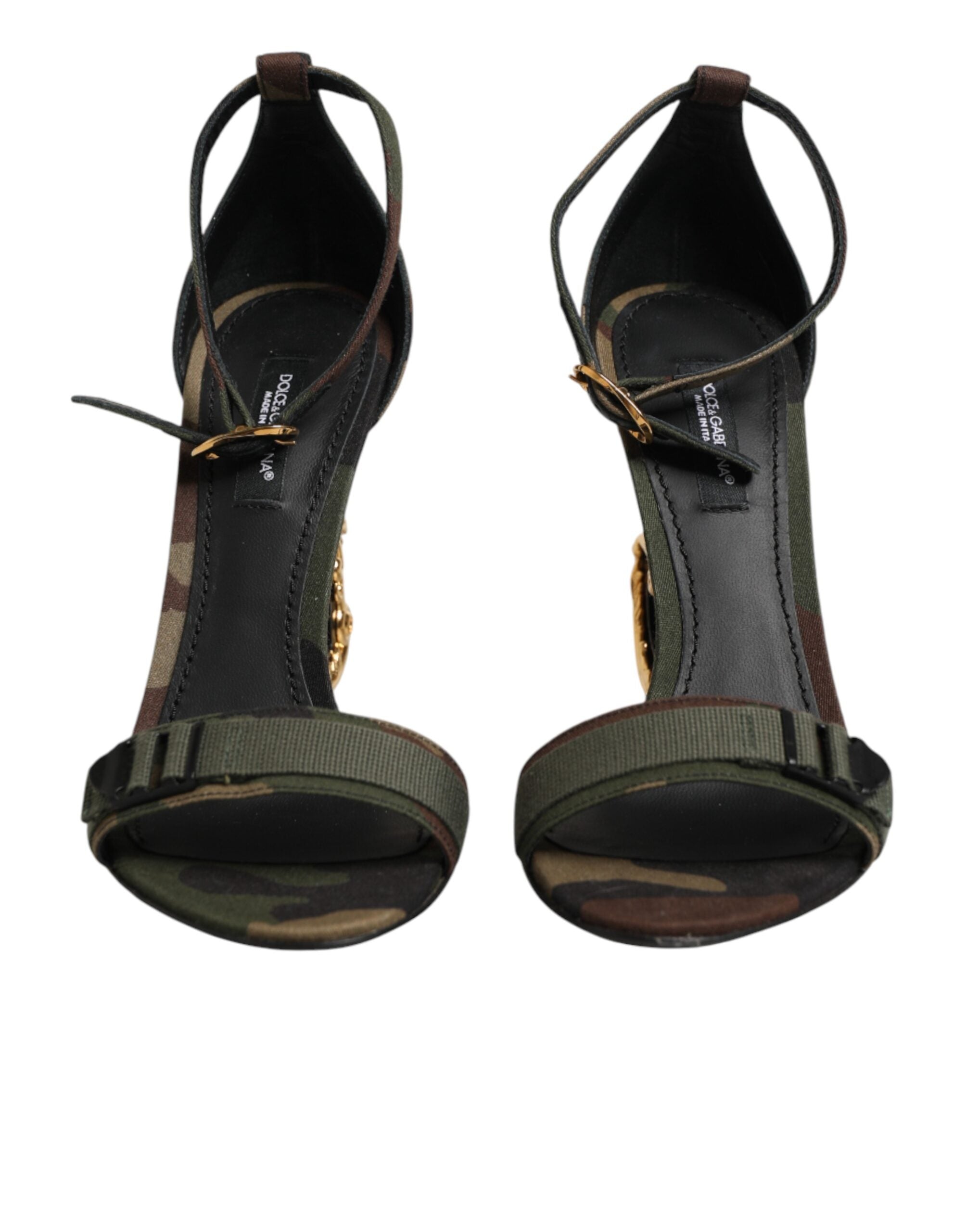 Dolce & Gabbana Multicolor DG Logo Heels Camouflage Sandals Shoes Dolce & Gabbana