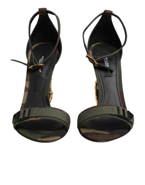 Dolce & Gabbana Multicolor DG Logo Heels Camouflage Sandals Shoes Dolce & Gabbana