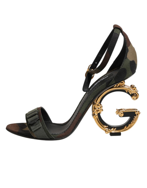 Dolce & Gabbana Multicolor DG Logo Heels Camouflage Sandals Shoes Dolce & Gabbana