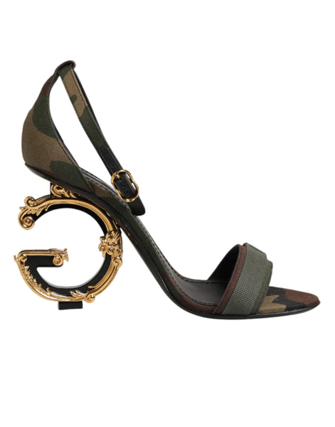 Dolce & Gabbana Multicolor DG Logo Heels Camouflage Sandals Shoes Dolce & Gabbana