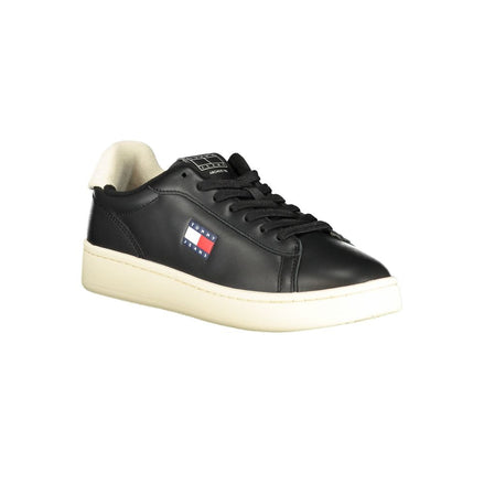 Tommy Hilfiger Black Leather Women Sneaker Tommy Hilfiger