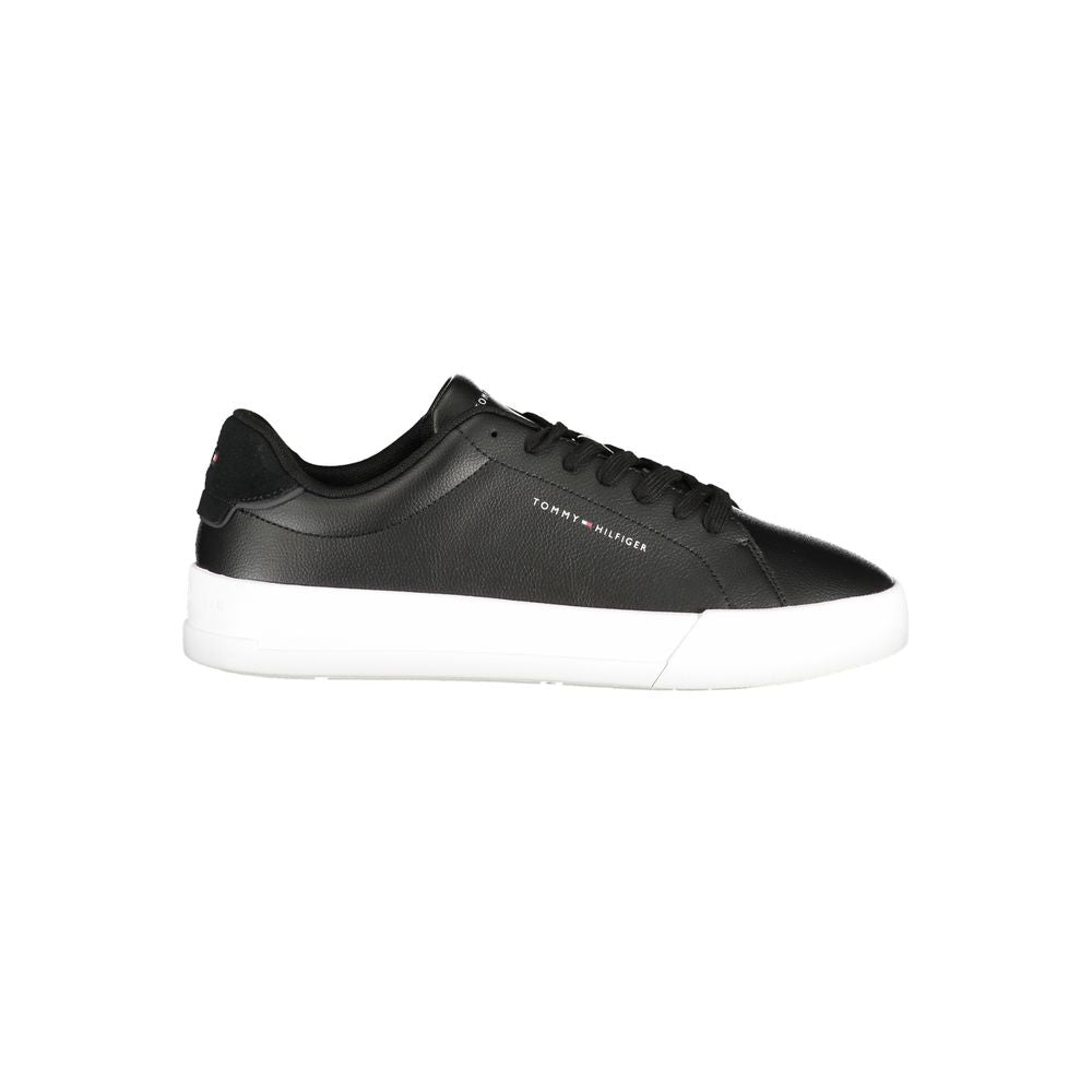 Tommy Hilfiger Black Leather Men Sneaker Tommy Hilfiger