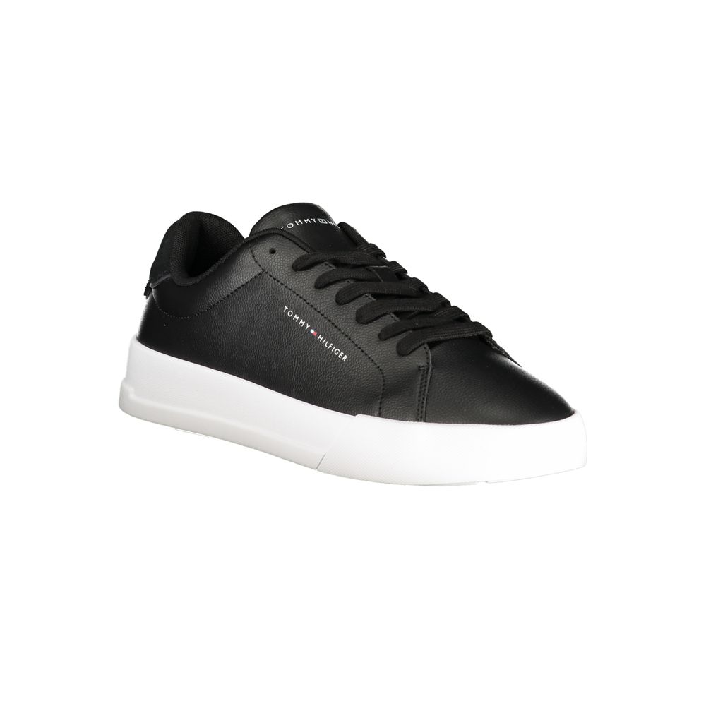 Tommy Hilfiger Black Leather Men Sneaker Tommy Hilfiger