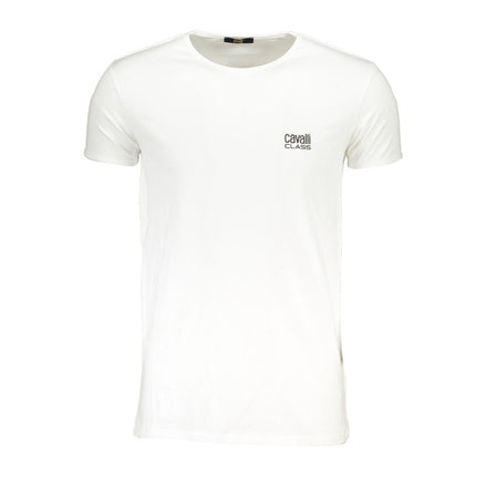 Cavalli Class Bianco Cotton Men T-Shirt Cavalli Class