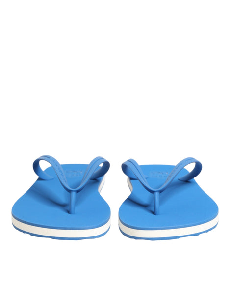 Dolce & Gabbana Blue White Logo Beachwear Flats Slipper Shoes Dolce & Gabbana
