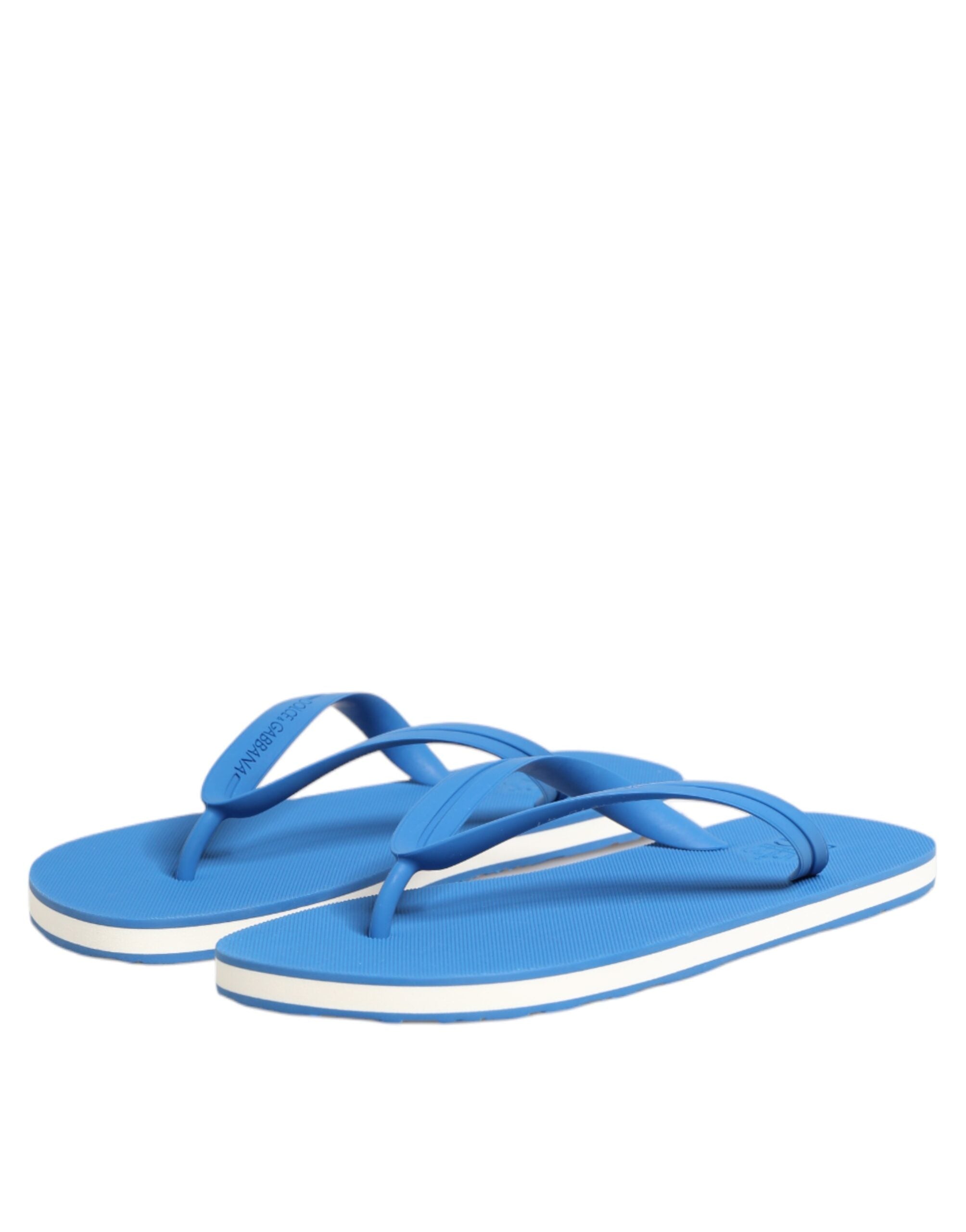 Dolce & Gabbana Blue White Logo Beachwear Flats Slipper Shoes Dolce & Gabbana