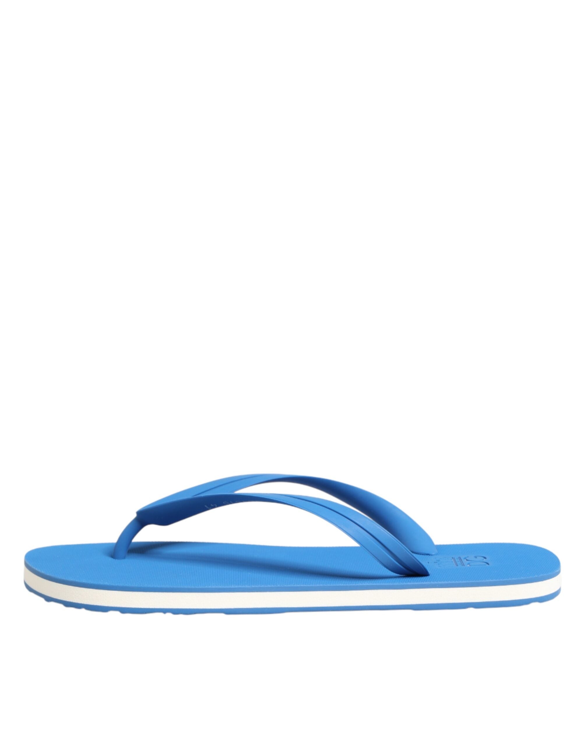 Dolce & Gabbana Blue White Logo Beachwear Flats Slipper Shoes Dolce & Gabbana