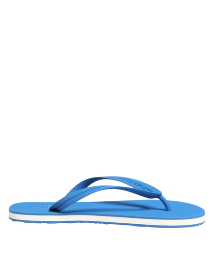 Dolce & Gabbana Blue White Logo Beachwear Flats Slipper Shoes Dolce & Gabbana