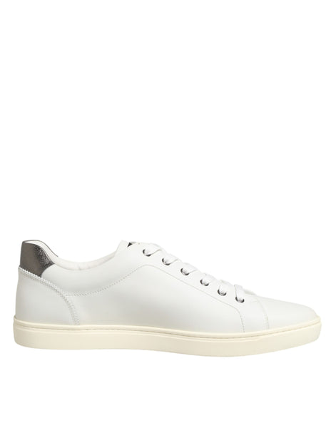 Dolce & Gabbana White Leather Heart Embellished Sneakers Shoes Dolce & Gabbana