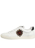 Dolce & Gabbana White Leather Heart Embellished Sneakers Shoes Dolce & Gabbana