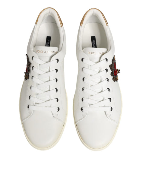 Dolce & Gabbana White Heart Embellished Sneakers Shoes Dolce & Gabbana