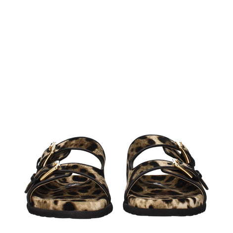Dolce & Gabbana Beige Velvet Slippers