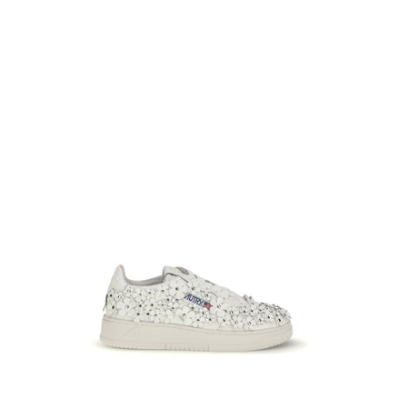 Autry White Calf Leather Bos Taurus Low Top Sneakers Autry