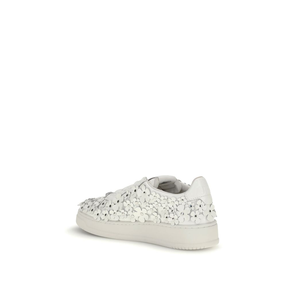 Autry White Calf Leather Bos Taurus Low Top Sneakers Autry
