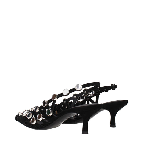 The Attico Black Leather Stiletto Heel Sandals The Attico