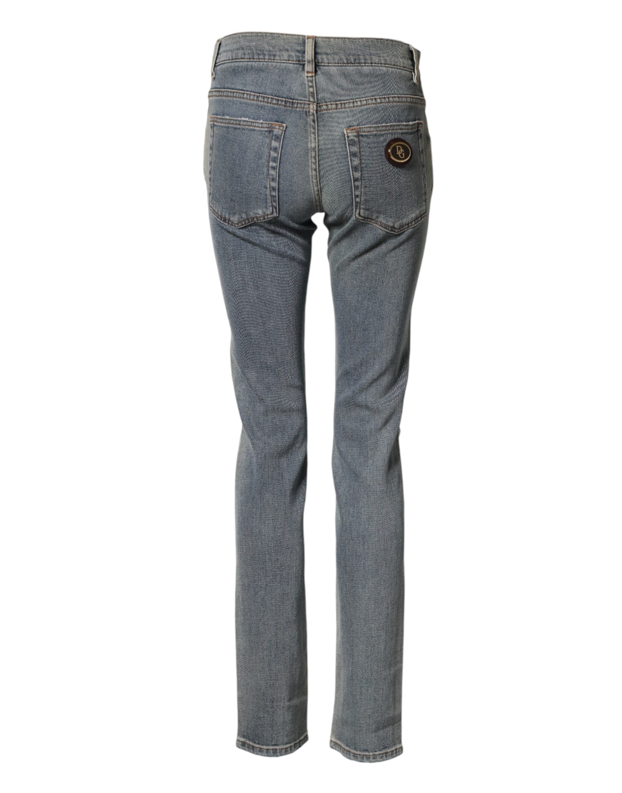 Dolce & Gabbana Blue Two Tone Cotton Men Skinny Denim Jeans Dolce & Gabbana