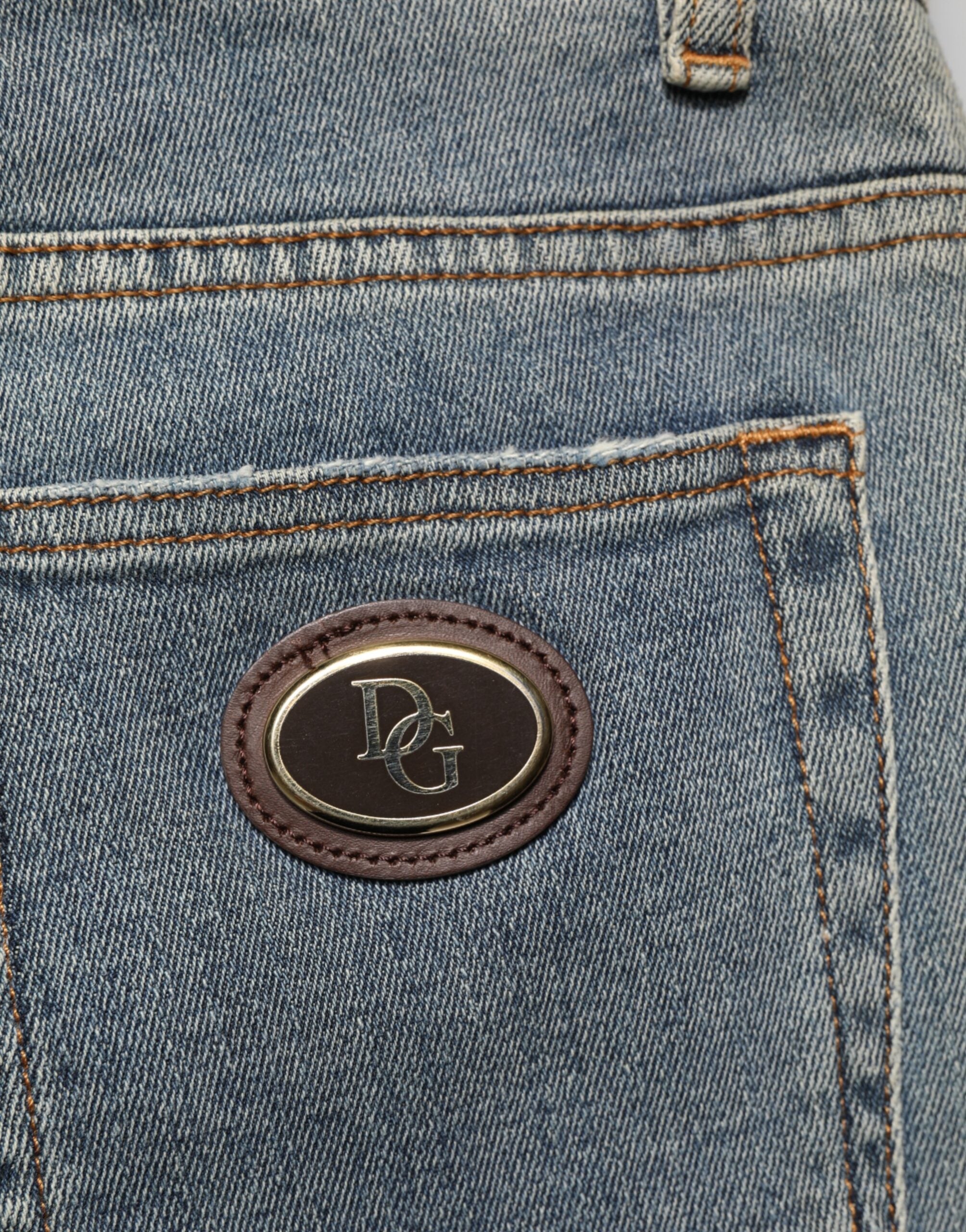 Dolce & Gabbana Blue Two Tone Cotton Men Skinny Denim Jeans Dolce & Gabbana