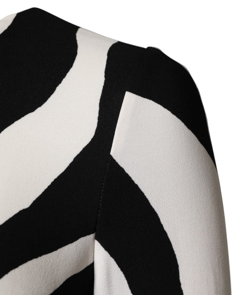 Dolce & Gabbana Black White Zebra Viscose Sheath Midi Dress Dolce & Gabbana