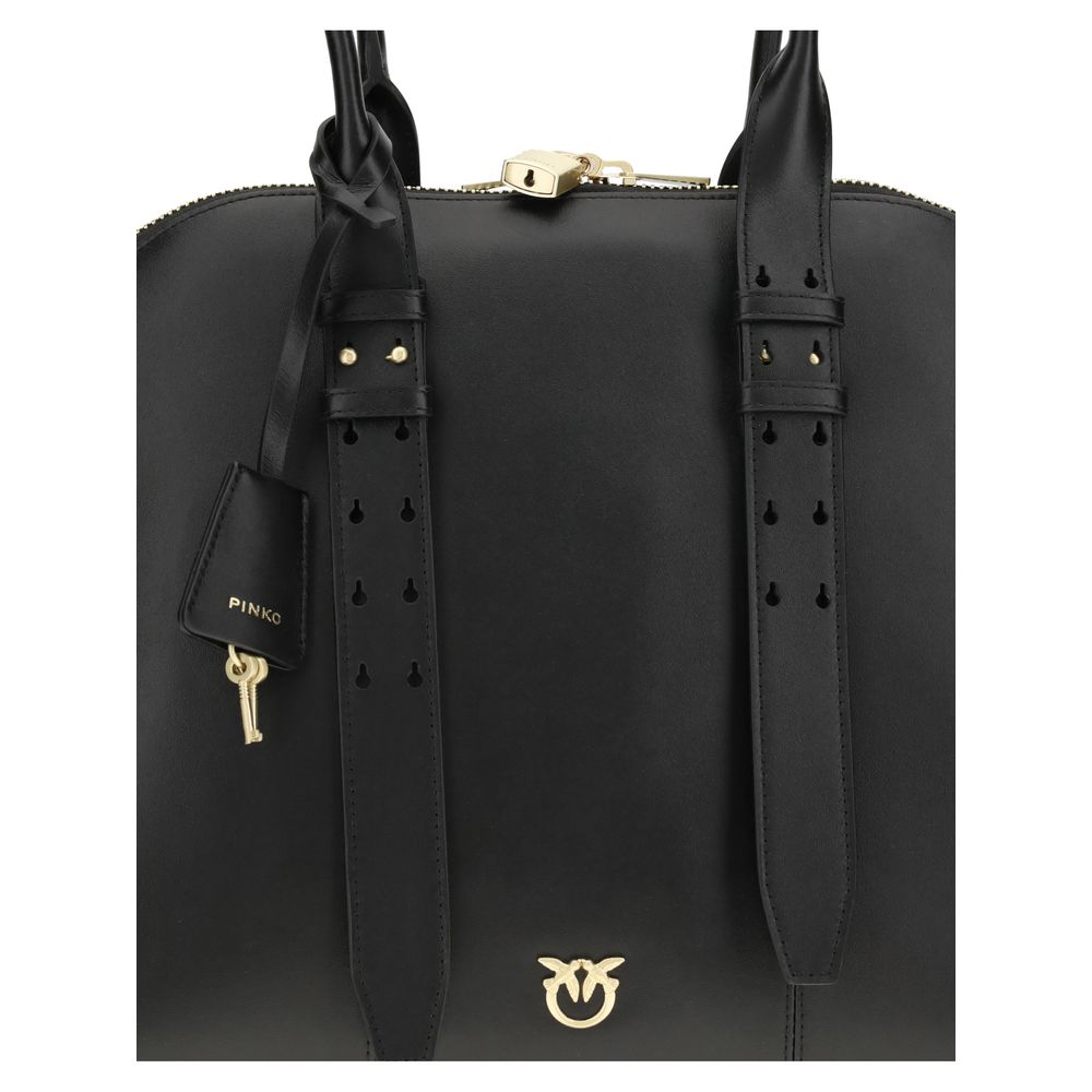 PINKO Black Calf Leather Bos Taurus Shoulder Bag PINKO
