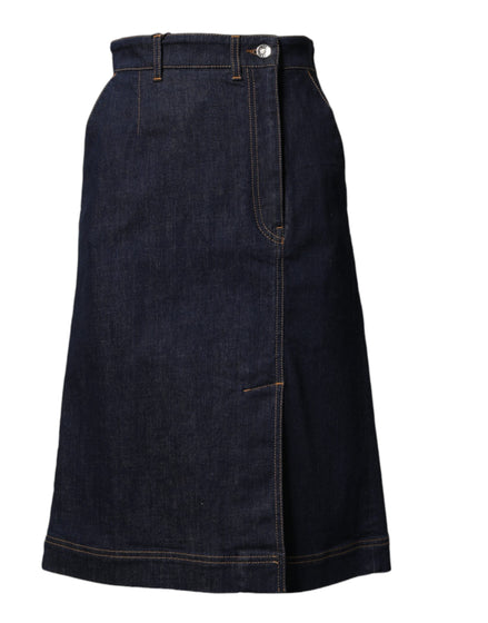 Dolce & Gabbana Dark Blue Cotton A-line Denim Midi Skirt Dolce & Gabbana