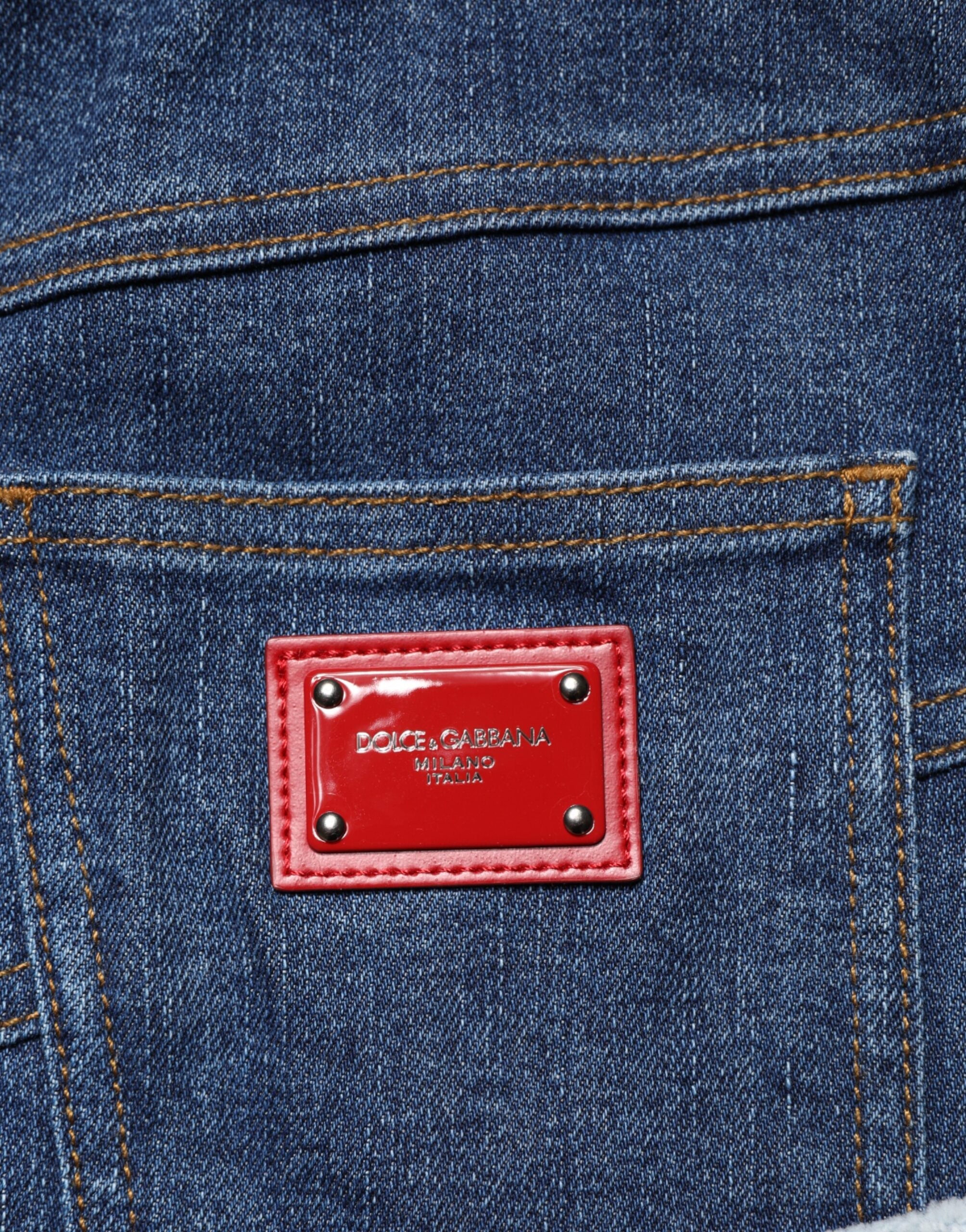 Dolce & Gabbana Blue Patchwork Layered Denim Midi Skirt Dolce & Gabbana